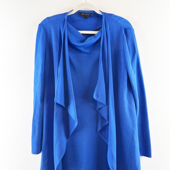 St. John Knee Length Sheath Dress and Matching Cardigan Sweater Blue Small / 2 - Picture 4 of 10